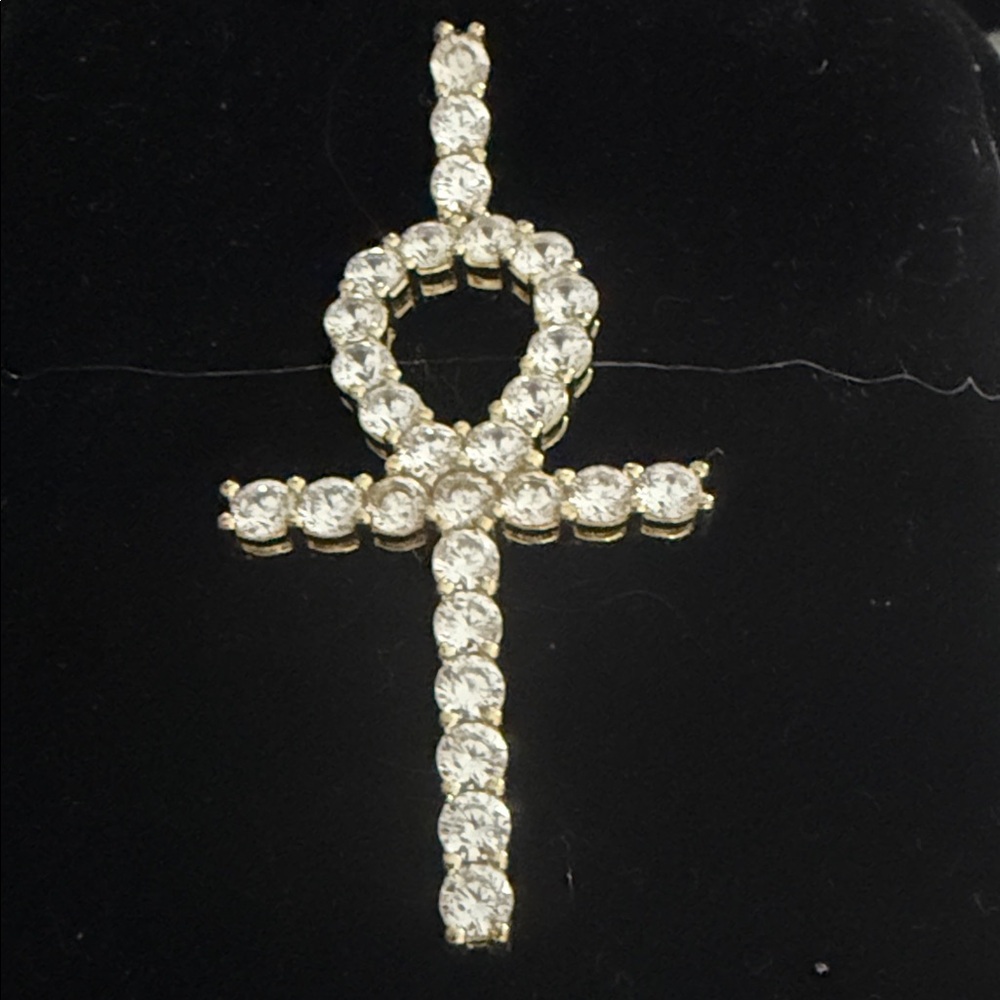 Moisanite cross Pendant Necklace -round stones 2” s